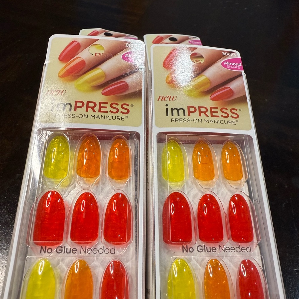 2-Piece Bundle imPRESS Press-On Manicure Vibrant Red, Sunny Yellow, Bold Orange